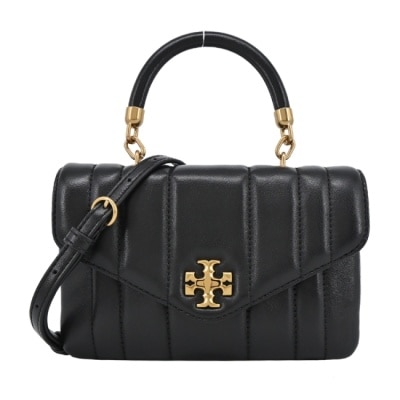 TORYBURCH TORY BURCH KIRA直紋衍縫轉釦手提/斜背兩用包-小/黑143506-001