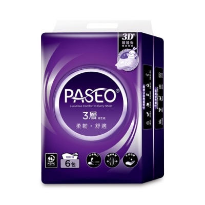 PASEO PASEO 3層柔韌舒適抽取式衛生紙PEFC 100抽6包