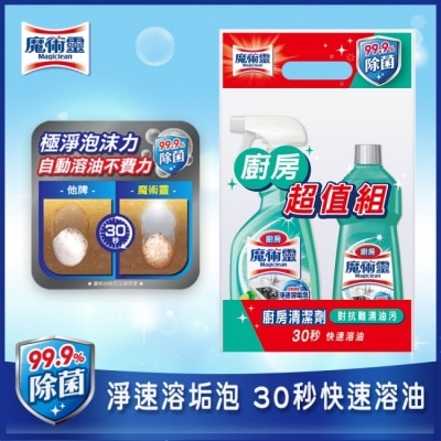 MAGICLEAN魔術靈 廚房魔術靈萊姆企劃組(噴槍瓶500ml+經濟瓶500ml)