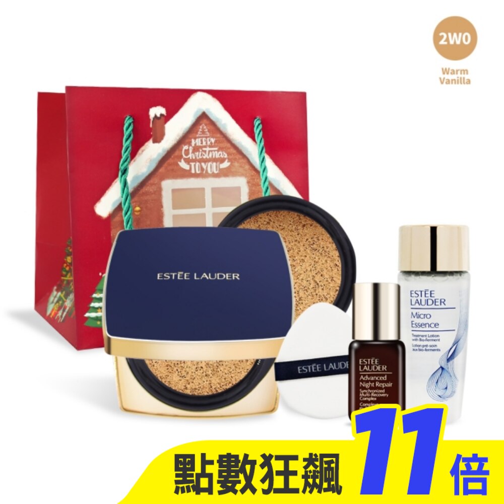 ESTEE LAUDER 雅詩蘭黛 粉持久鎖妝修護組#2W0[氣墊粉餅24g+原生露30ml+特潤7ml]-專櫃公司貨