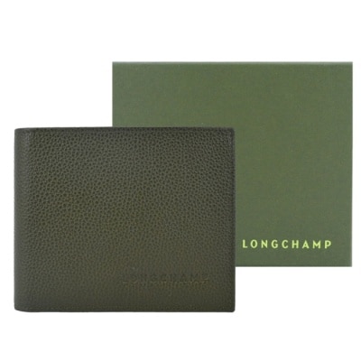 LONGCHAMP LONGCHAMP LE FOULONNE系列牛皮雙折短夾(卡其綠)3508-021-A23