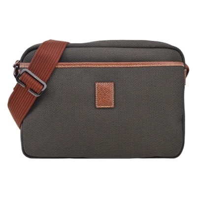 LONGCHAMP LONGCHAMP BOXFORD系列壓印皮標帆布相機斜背包(中/棕)20053-080-042
