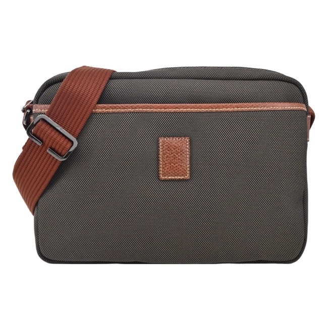 LONGCHAMP BOXFORD系列壓印皮標帆布相機斜背包(中/棕)20053-080-042