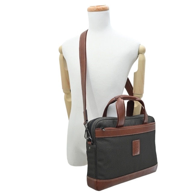 LONGCHAMP BOXFORD系列帆布兩用公事包(小/棕)1486-080-042