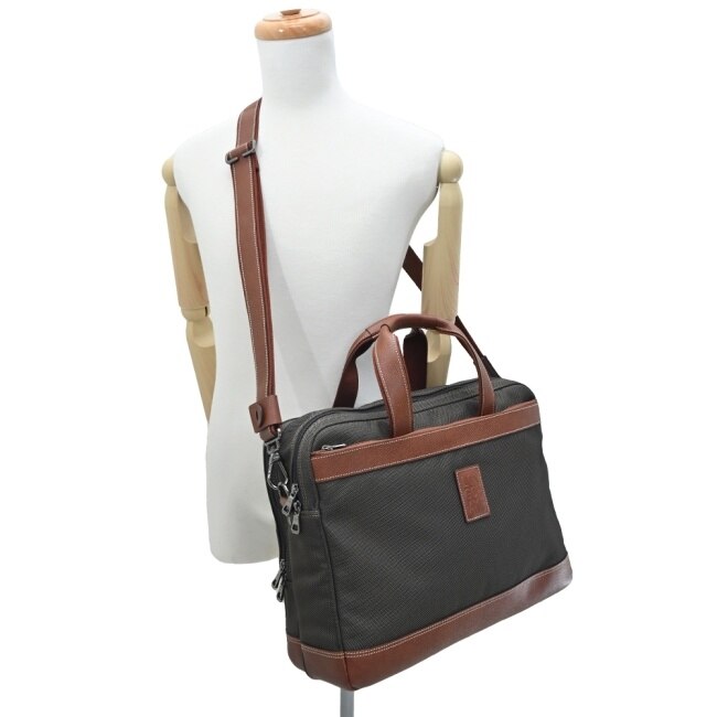 LONGCHAMP BOXFORD系列帆布兩用公事包(大/棕)1487-080-042