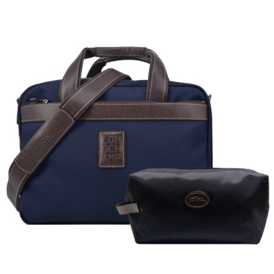 LONGCHAMP LONGCHAMP BOXFORD系列帆布兩用旅行袋(附盥洗包/深藍)1658-080-127