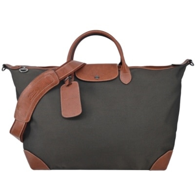 LONGCHAMP LONGCHAMP BOXFORD系列帆布兩用水餃旅行袋(附鎖頭/小/棕)1624-080-042