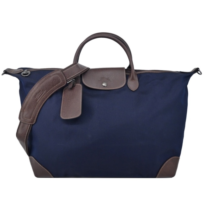 LONGCHAMP BOXFORD系列帆布兩用水餃旅行袋(附鎖頭/小/深藍)1624-080-127