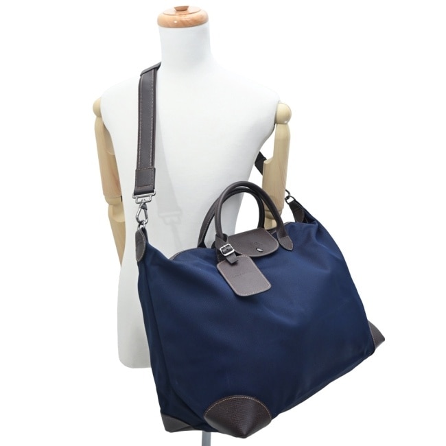 LONGCHAMP BOXFORD系列帆布兩用水餃旅行袋(附鎖頭/小/深藍)1624-080-127