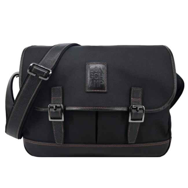 LONGCHAMP BOXFORD系列帆布郵差斜背包(大/黑)2824-080-001