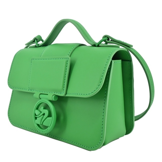 LONGCHAMP BOX-TROT系列小牛皮同色LOGO翻蓋斜背包(迷你/野草綠)10180-HBW-531