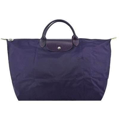 LONGCHAMP LONGCHAMP LE PLIAGE GREEN系列刺繡摺疊旅行袋(小/藍莓)1624-919-645