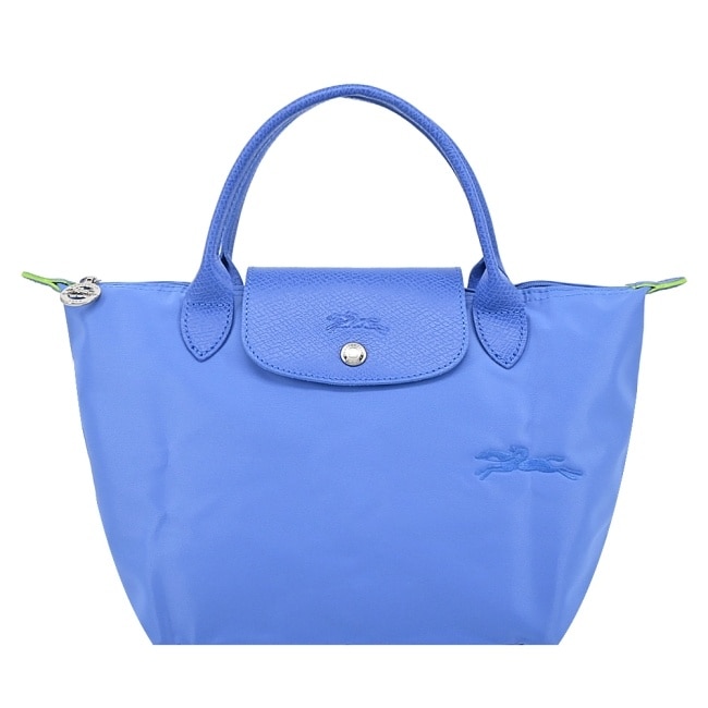 LONGCHAMP LE PLIAGE GREEN系列刺繡手提水餃包(小/矢車菊藍)1621-919-P82