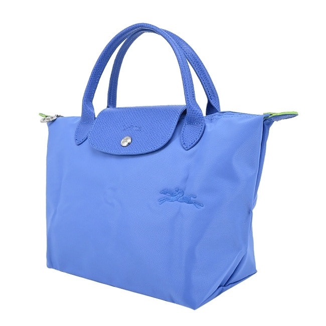 LONGCHAMP LE PLIAGE GREEN系列刺繡手提水餃包(小/矢車菊藍)1621-919-P82