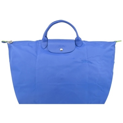 LONGCHAMP LONGCHAMP LE PLIAGE GREEN系列刺繡摺疊旅行袋(小/矢車菊藍)1624-919-P82