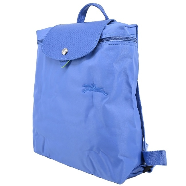 LONGCHAMP LE PLIAGE GREEN系列刺繡後背包(中/矢車菊藍)1699-919-P82