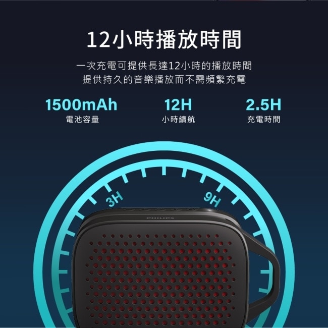 PHILIPS 長續航TWS串聯無線藍牙5.3喇叭-TAS1209