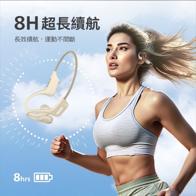 PHILIPS 氣傳導開放式運動耳掛藍牙耳機(黑)-TAA1708BK