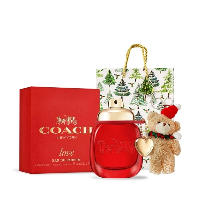 COACH 時尚戀紅淡香精禮讚組(香水30ml+聖誕熊)-專櫃公司貨