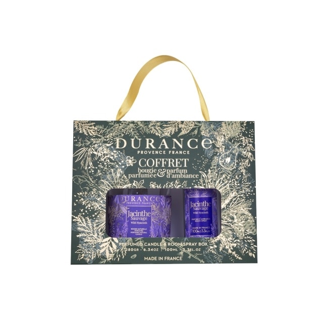 DURANCE朵昂思 香氛蠟燭噴霧禮盒-藍色風信子[蠟燭180g+居家噴霧100ml]-藍色風信子-公司貨