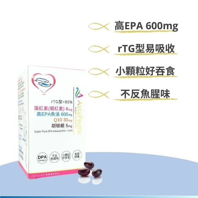 葆療美 ASTAPEUTIC-藻紅素+高EPA魚油+Q10-60粒+30粒