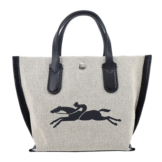 LONGCHAMP ESSENTIAL系列帆布LOGO字母兩用包(迷你/亞麻)10259-HSG-037