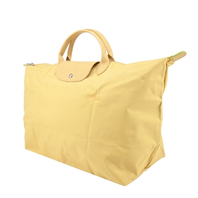 LONGCHAMP LE PLIAGE GREEN系列刺繡摺疊旅行袋(小/小麥黃)1624-919-A81