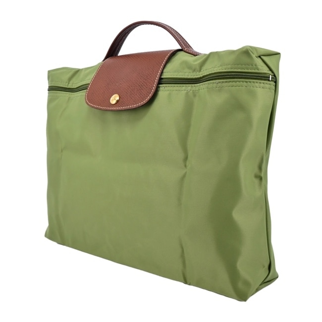 LONGCHAMP LE PLIAGE系列再生尼龍手提公事包(小/苔蘚綠)2182-089-P77
