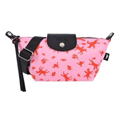 LONGCHAMP LONGCHAMP LE PLIAGE系列再生帆布奔馬斜背包(迷你/粉紅)10212-HDE-018