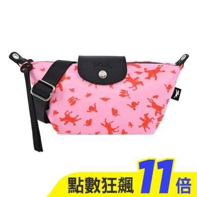 LONGCHAMP LONGCHAMP LE PLIAGE系列再生帆布奔馬斜背包(迷你/粉紅)10212-HDE-018