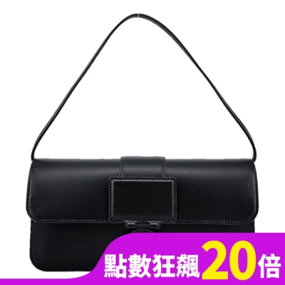 LONGCHAMP LONGCHAMP BOX-TROT系列小牛皮同色LOGO翻蓋單肩包(中/黑) 10214-HBW-001