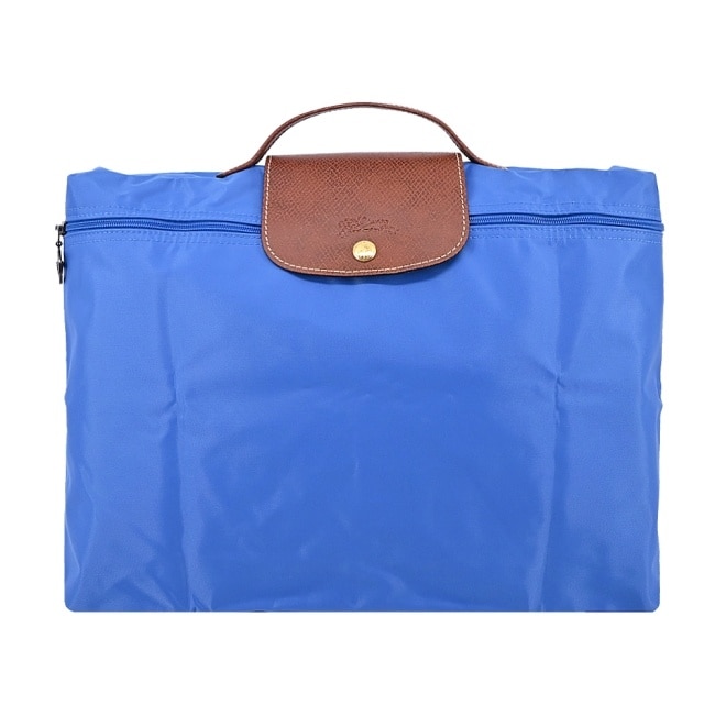 LONGCHAMP LE PLIAGE系列再生尼龍手提摺疊公事包(小/鈷藍)2182-089-P78