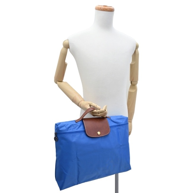 LONGCHAMP LE PLIAGE系列再生尼龍手提摺疊公事包(小/鈷藍)2182-089-P78