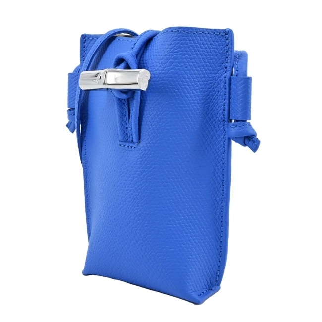 LONGCHAMP ROSEAU系列竹節卵石紋牛皮手機斜背包(鈷藍)34180-HPN-487
