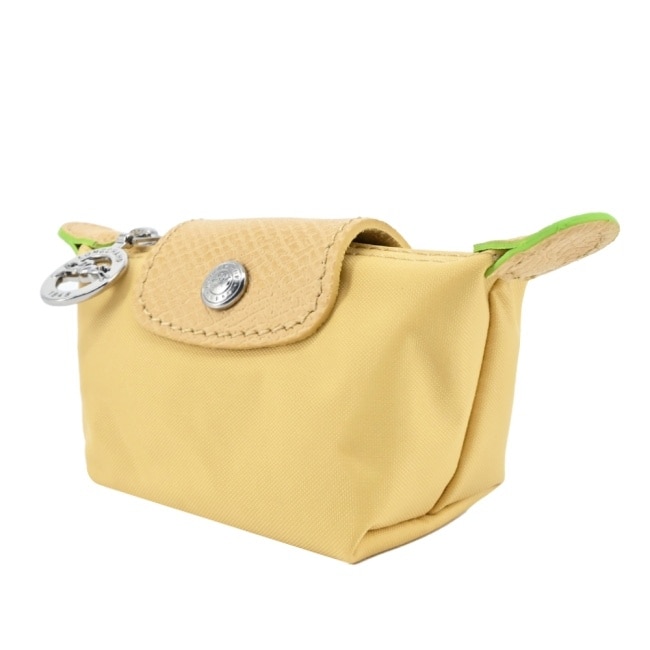 LONGCHAMP LE PLIAGE GREEN系列撞色再生尼龍水餃零錢包(小麥黃)30016-919-A81