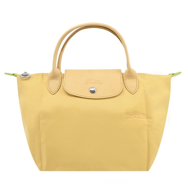 LONGCHAMP LE PLIAGE GREEN系列刺繡手提水餃包(小/小麥黃)1621-919-A81