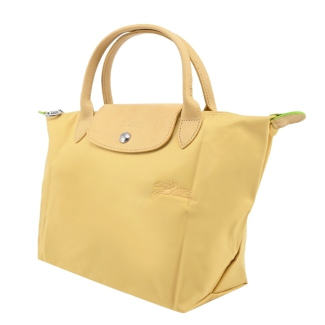 LONGCHAMP LE PLIAGE GREEN系列刺繡手提水餃包(小/小麥黃)1621-919-A81