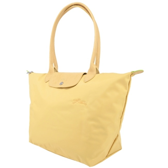 LONGCHAMP LE PLIAGE GREEN系列刺繡肩背水餃包(大/小麥黃)1899-919-A81