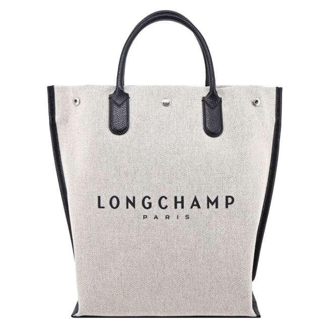 LONGCHAMP ROSEAU系列帆布LOGO字母托特包(中/帆布白)10211-HSG-037