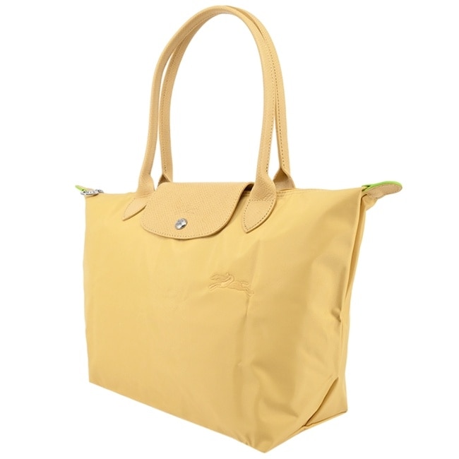 LONGCHAMP LE PLIAGE GREEN系列刺繡肩背水餃包(中/小麥黃)2605-919-A81