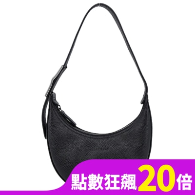 LONGCHAMP LONGCHAMP ROSEAU ESSENTIAL系列牛皮半月形單肩包(小/黑)10217-968-001
