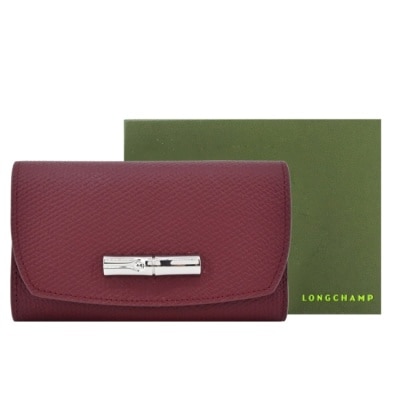 LONGCHAMP LONGCHAMP ROSEAU系列竹節卵石紋牛皮流線中夾(深紫)30002-HPN-261