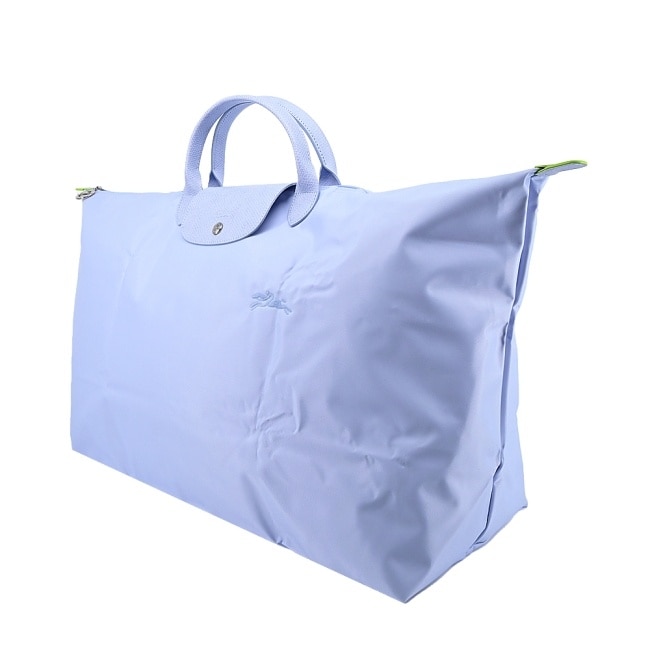 LONGCHAMP LE PLIAGE GREEN系列刺繡摺疊旅行袋(中/天澄)1625-919-P79