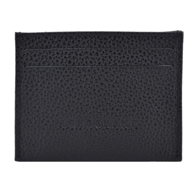 LONGCHAMP LONGCHAMP LE FOULONNE系列壓紋牛皮名片夾(黑)3218-021-001