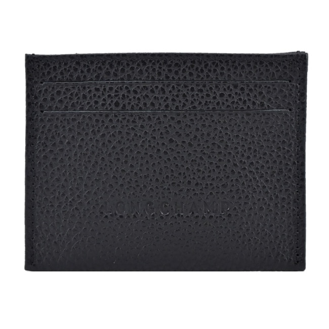 LONGCHAMP LE FOULONNE系列壓紋牛皮名片夾(黑)3218-021-001