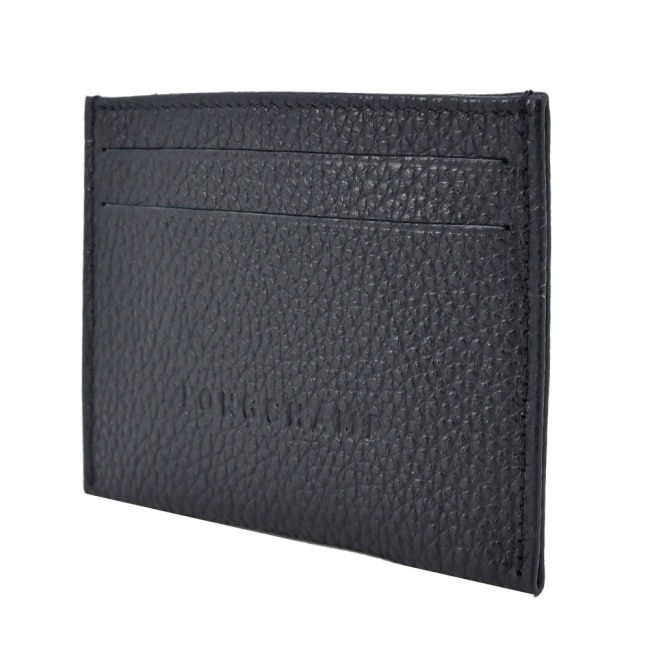 LONGCHAMP LE FOULONNE系列壓紋牛皮名片夾(黑)3218-021-001