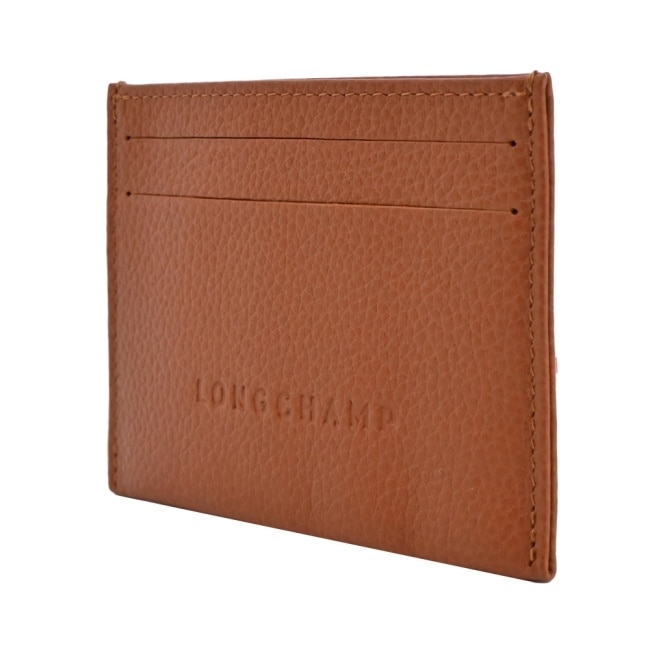 LONGCHAMP LE FOULONNE系列壓紋牛皮名片夾(焦糖)3218-021-121
