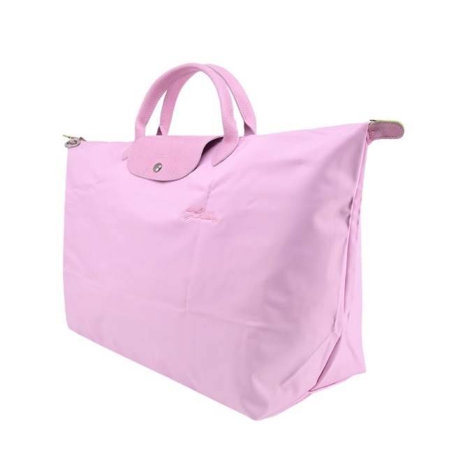 LONGCHAMP LE PLIAGE GREEN系列刺繡摺疊旅行袋(小/粉紅)1624-919-P75