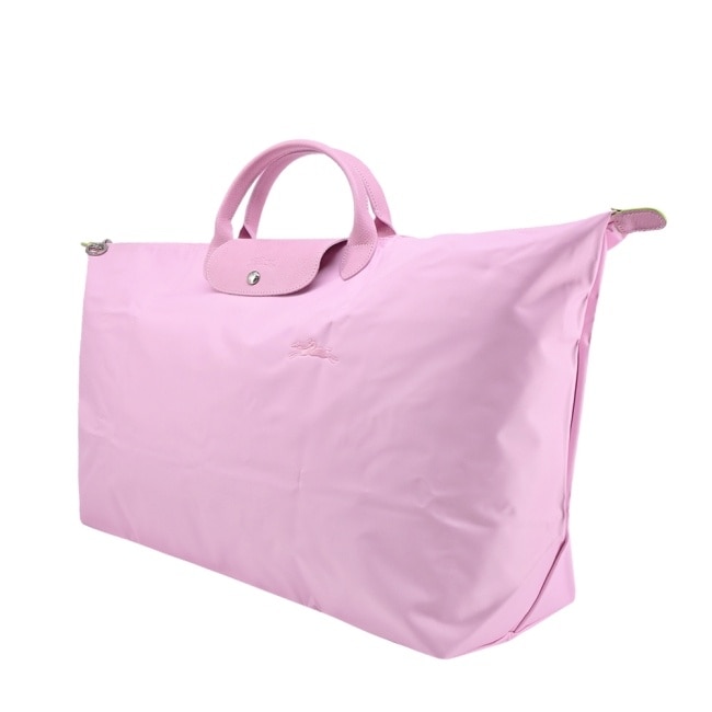 LONGCHAMP LE PLIAGE GREEN系列刺繡摺疊旅行袋(中/粉紅)1625-919-P75