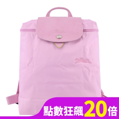 LONGCHAMP LONGCHAMP LE PLIAGE GREEN系列刺繡後背包(中/粉紅)1699-919-P75